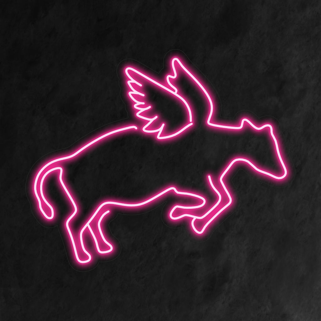 "Angel Cow Neon Sign" - Hauska neonvalo, jossa on suloinen lehmä, jolla on enkelin siivet ja joka tuo huumoria ja makeutta asuintilaasi.