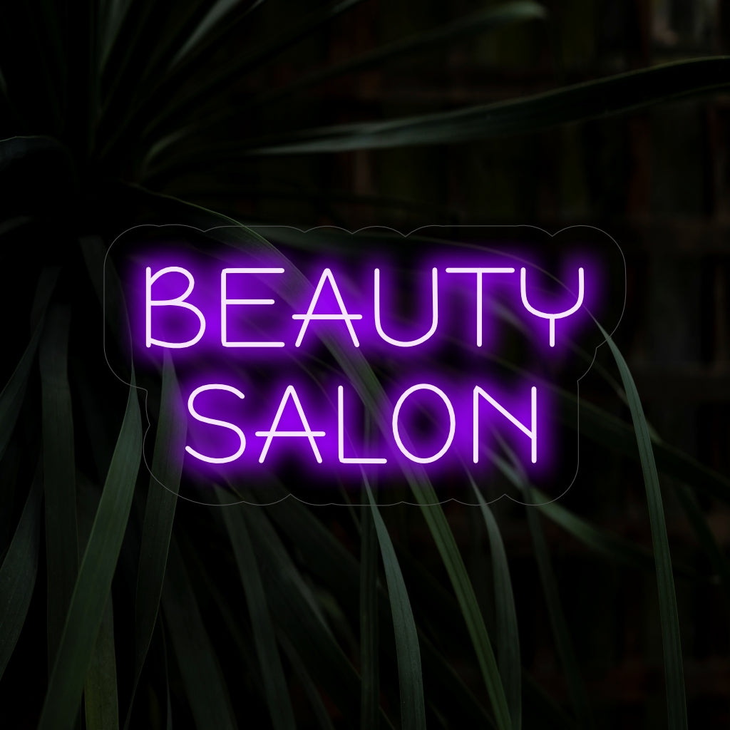 "Beauty Salon Neon Sign" - Tyylikäs neonvalo, jossa on sanat "Beauty Salon", joka tuo hienostuneisuutta ja eleganssia kauneussalonkiisi tai kylpyläisi.