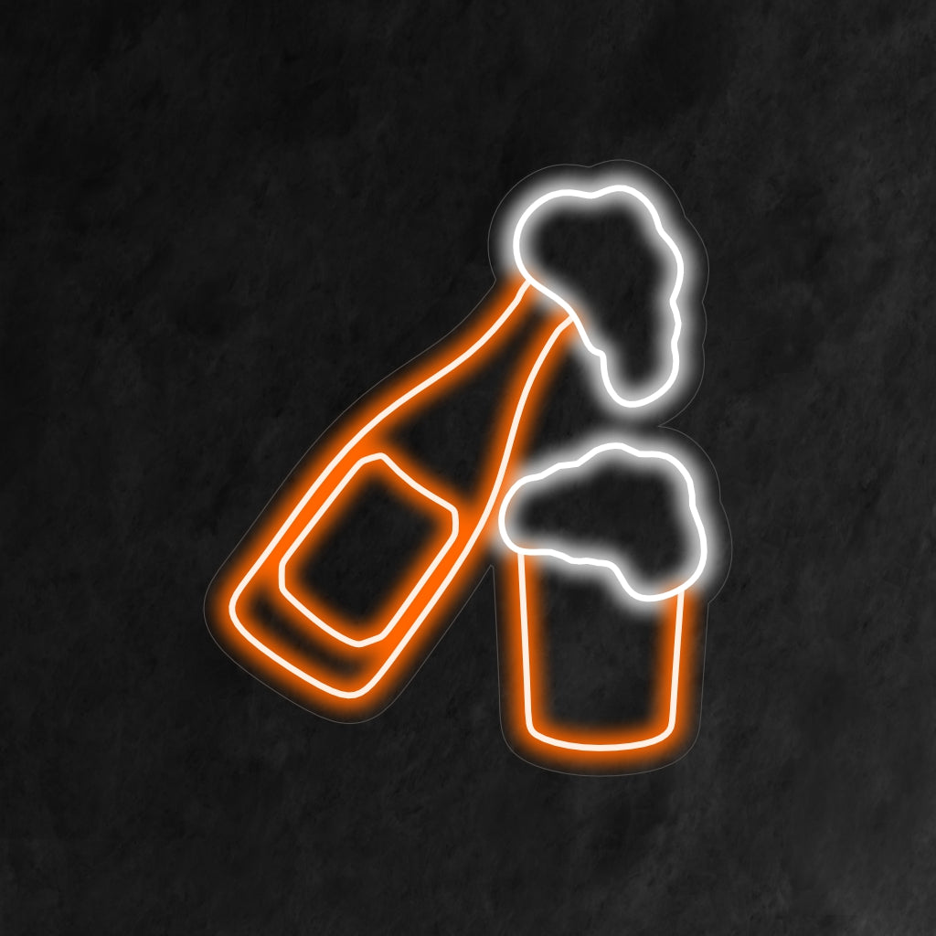 "Olutpullo ja lasi Neon Sign" on klassinen ja hienostunut lisä baarisi sisustukseen. Neonvalo, joka korostaa oluen eleganssia.