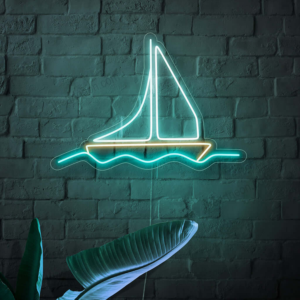 "Boat Neon Sign" - Merihenkinen neonvalo, jossa on ikoninen venesymboli, joka tuo merellistä charmia ja seikkailun tunnetta asuintilaasi.