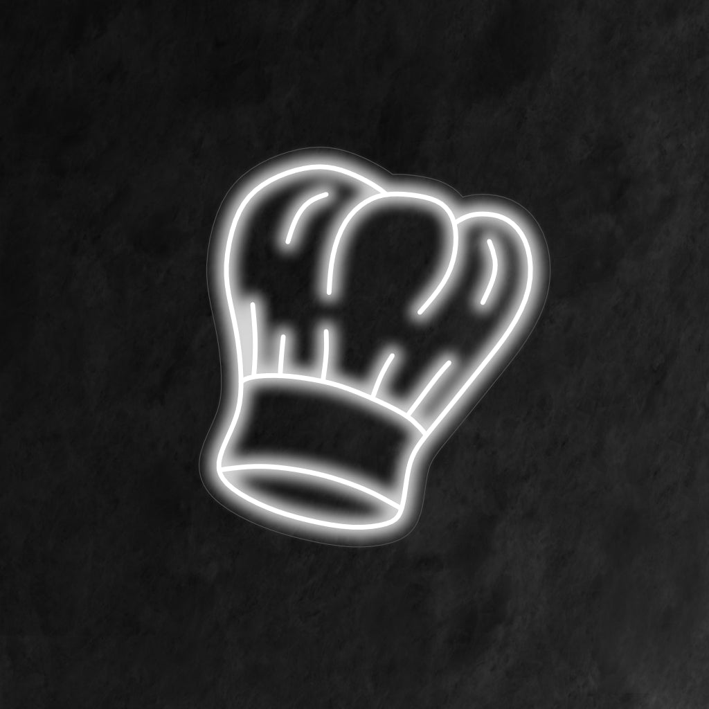 "Chef Hat Neon Sign" ��� Kulinaarinen ja tyylikäs neonvalo, joka esittelee klassista kokin hattua ja lisää lämpöä ja luonnetta keittiösi tai ravintolasi tunnelmaan.
