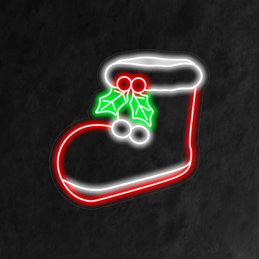 "Christmas Boot Neon Sign" on juhlava ja kausiluonteinen lisä sisustukseen. Neonvalo, joka tuo lomatunnelmaa hurmaavalla joulusaappaat.