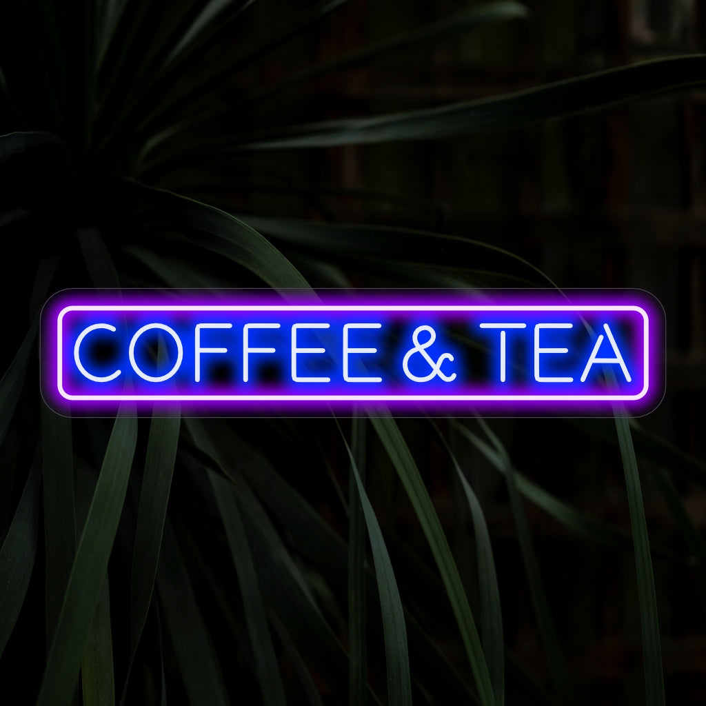 "Coffee and Tea Neon Sign" ��� Viihtyisä ja kutsuva neonvalo, jossa on sanat "Coffee and Tea", joka luo kahvilaasi tai keittiöösi lämpimän ja kutsuvan tunnelman.