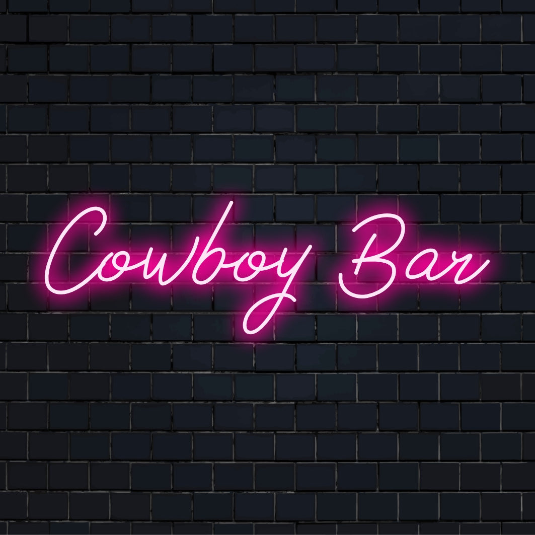 Eloisa Cowboy Bar -LED-neonkyltti, jossa on räätälöity länsimaistyyli, joka sopii täydellisesti maalaismaiseen tunnelmaan ja neonseinätaiteeseen.