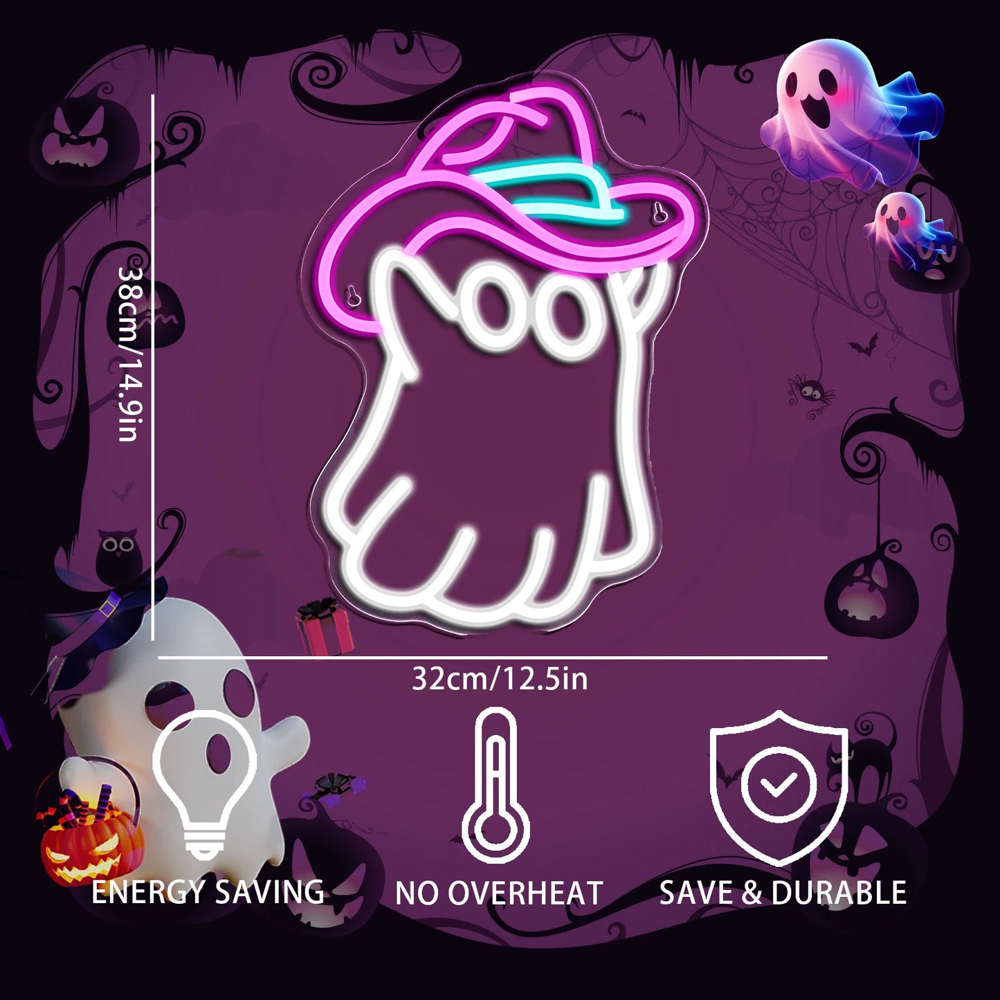 Cowboy Hat Ghost 5V Mini USB LED-valokyltti - Edullinen