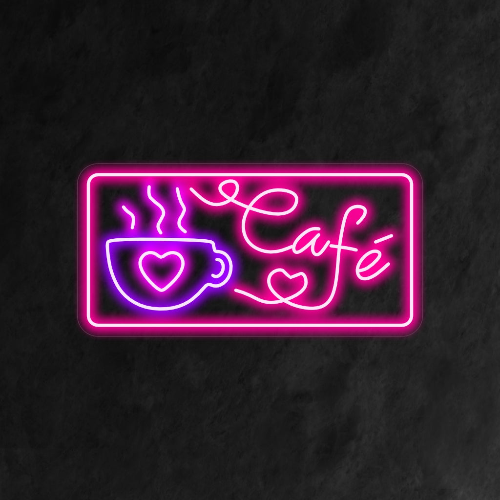 "Cute Coffee Cup Cafe Neon Sign" ��� Viehättävä ja kutsuva neonvalo, joka esittelee söpöä kahvikuppimuotoilua ja tuo kahvilaasi tai kahvilaasi lämpöä ja ihastuttavaa tunnelmaa.