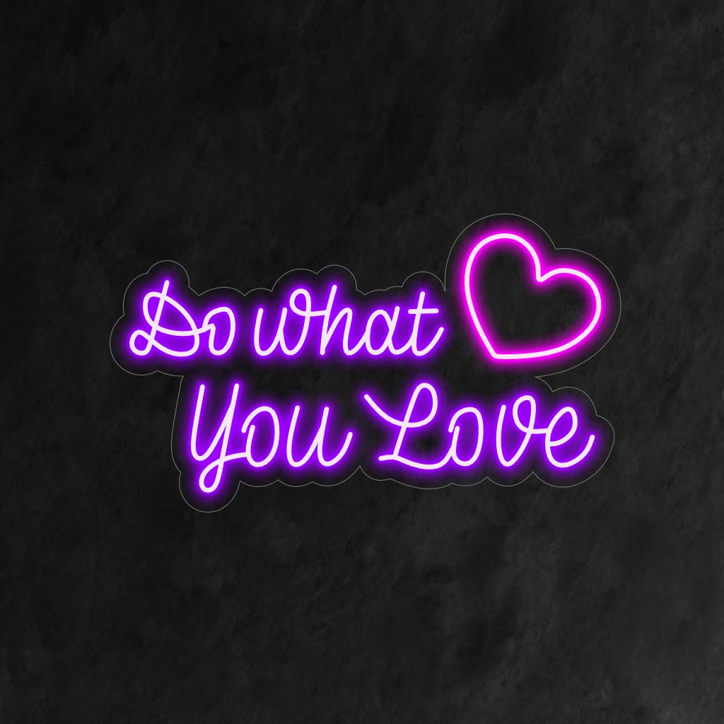 "Do What You Love Neon Sign" syttyy rohkaisevasti luoden positiivisen ja tarkoituksenmukaisen tunnelman, joka sopii täydellisesti motivoiviin ja inspiroiviin tiloihin.
