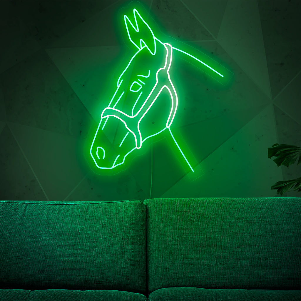 "Donkey Neon Sign" syttyy hurmaavalla hehkulla juhlistaen aasien hassua luontoa, joten se sopii ihanteellisesti eläinharrastajille ja maatilateemaisiin ympäristöihin.