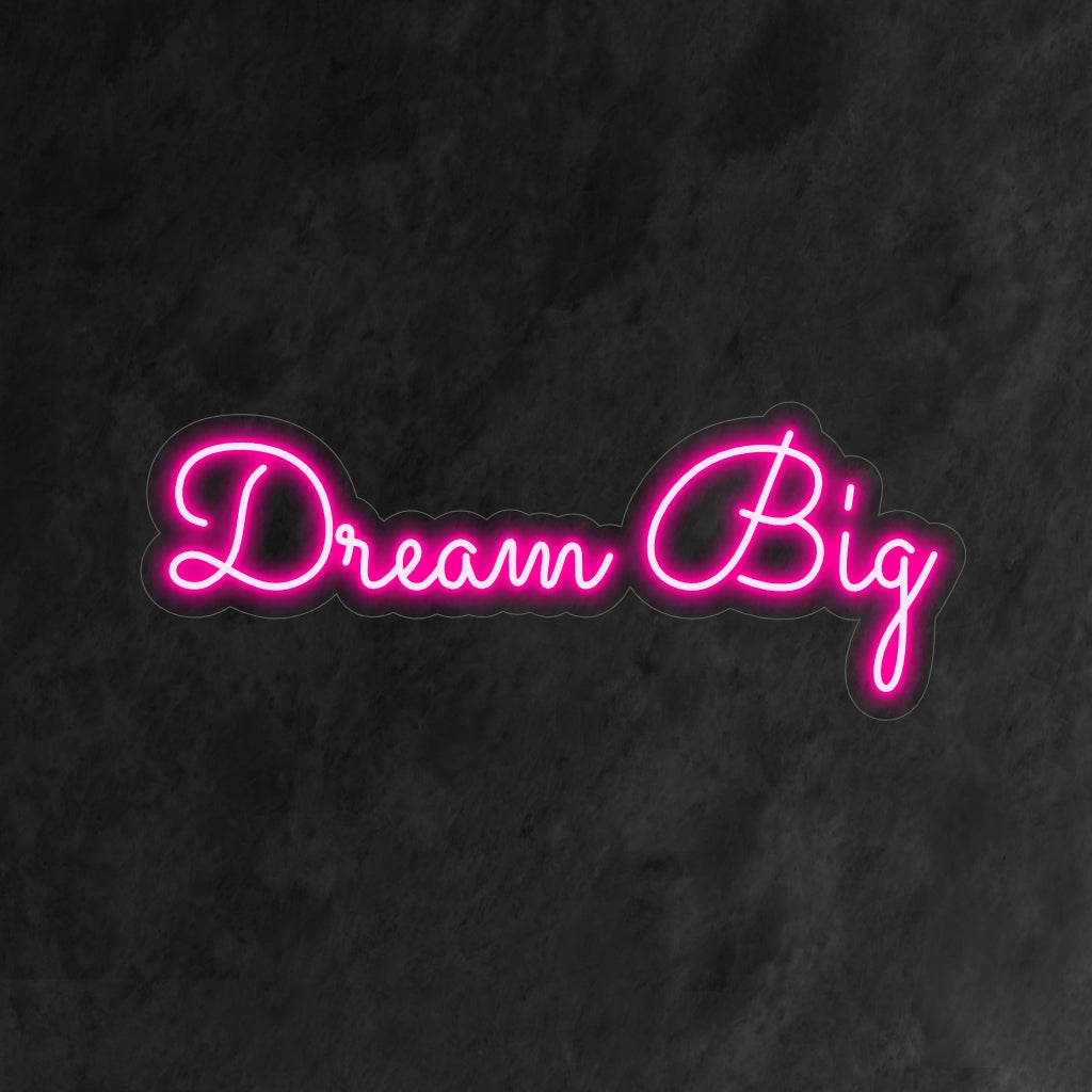 "Dream Big Neon Sign" syttyy motivoivalla hehkulla, inspiroivalla kunnianhimolla ja pyrkimyksellä, mikä tekee siitä täydellisen henkilökohtaisen kasvun ja rohkaisun tiloihin.