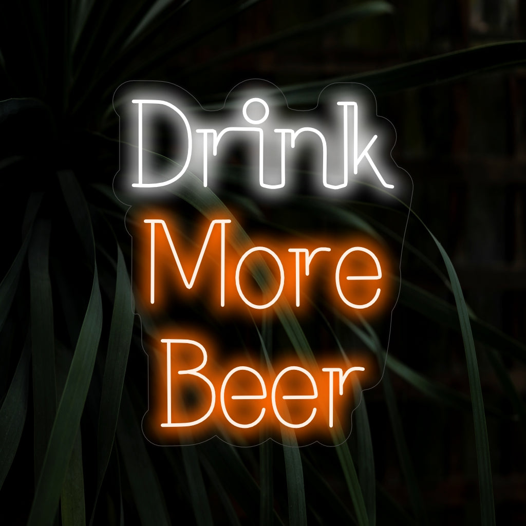 "Drink More Beer Neon Sign" säteilee elävää hehkua, joka sopii täydellisesti baareihin ja tiloihin, joissa on seurallinen tunnelma.