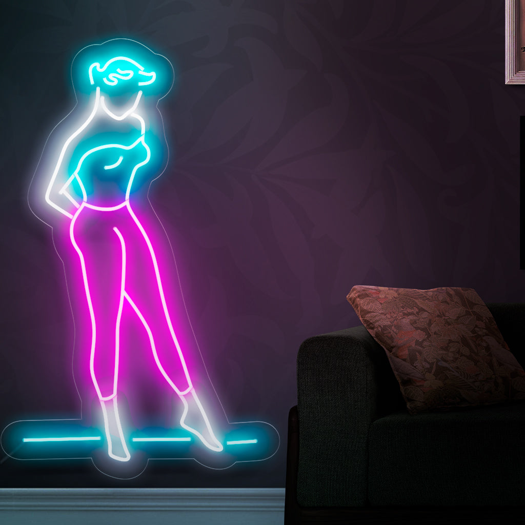"Elegant Woman Neon Sign" loistaa hienostuneesti, ja se sopii erinomaisesti tasokkaisiin putiikkeihin ja tiloihin, joissa juhlitaan tyylikkään naisen ajatonta kauneutta, mikä lisää hienostuneisuutta ja glamouria tunnelmaan.
