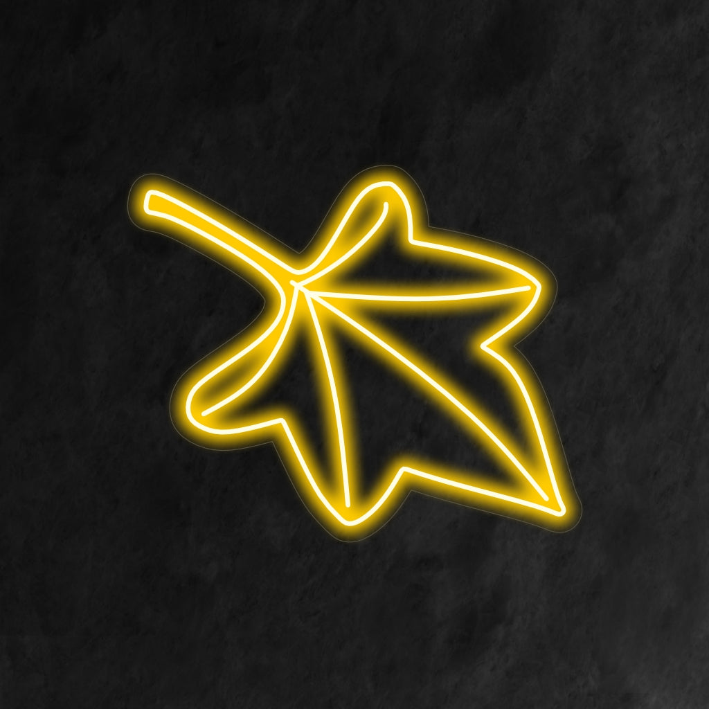 "Fall Leaf Neon Sign" valaisee lämpimillä syysväreillä, jotka sopivat täydellisesti vuodenaikojen sisustukseen ja tiloihin, joissa juhlitaan syksyn kauneutta.