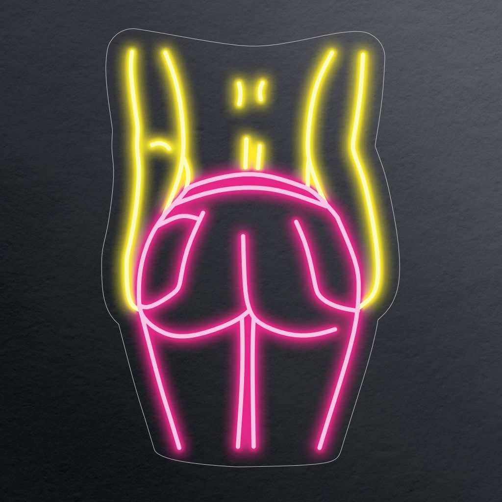 "Female Backside Neon Sign" loistaa taiteellisella ilmeellä juhlistaen naisen takapuolen kauneutta ja muotoa. Täydellinen tiloihin, joissa arvostetaan ihmiskehon esteettistä vetovoimaa taiteessa.