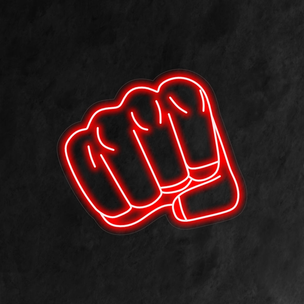 "Fist Punch Neon Sign" on tehokas ja motivoiva lisä urheiluaiheiseen sisustukseen. Neonvalo, joka vangitsee nyrkkilyönnin dynaamisen energian.