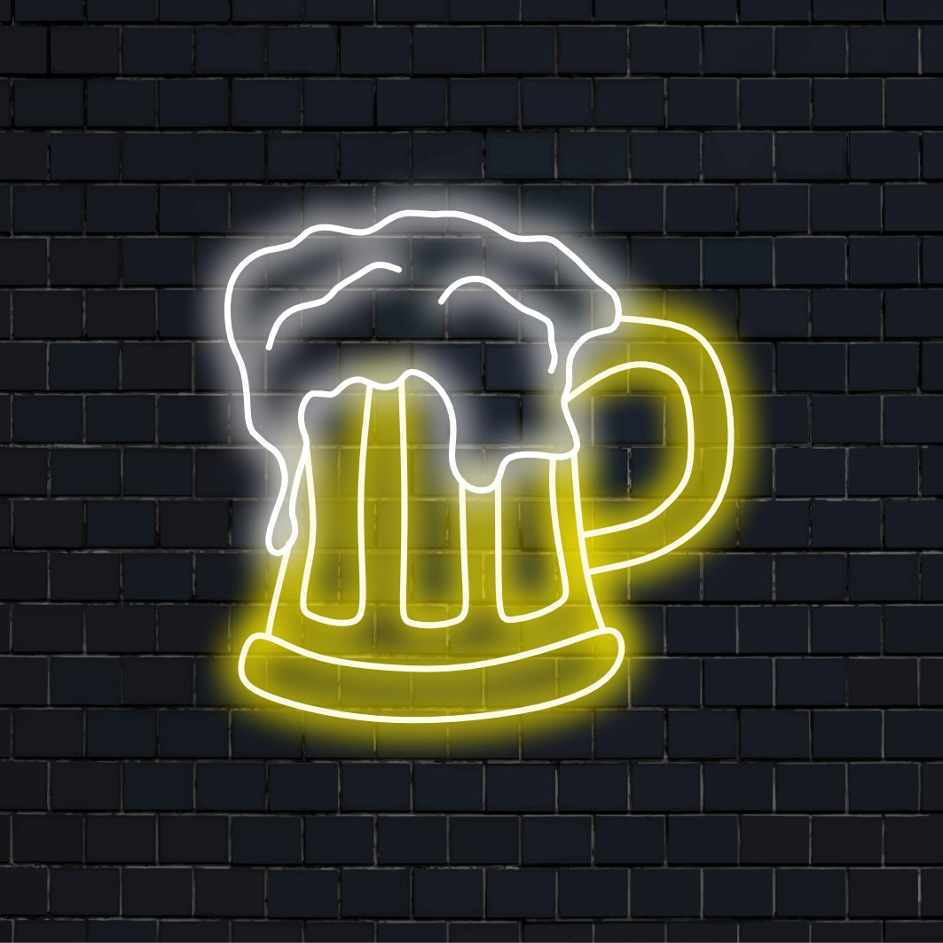 "Frothy Beer Neon Sign" - Pubitunnelmaa kupliva, täydellinen baareihin ja panimoihin, jotka juhlivat kylmän, vaahtoavan oluen iloa.