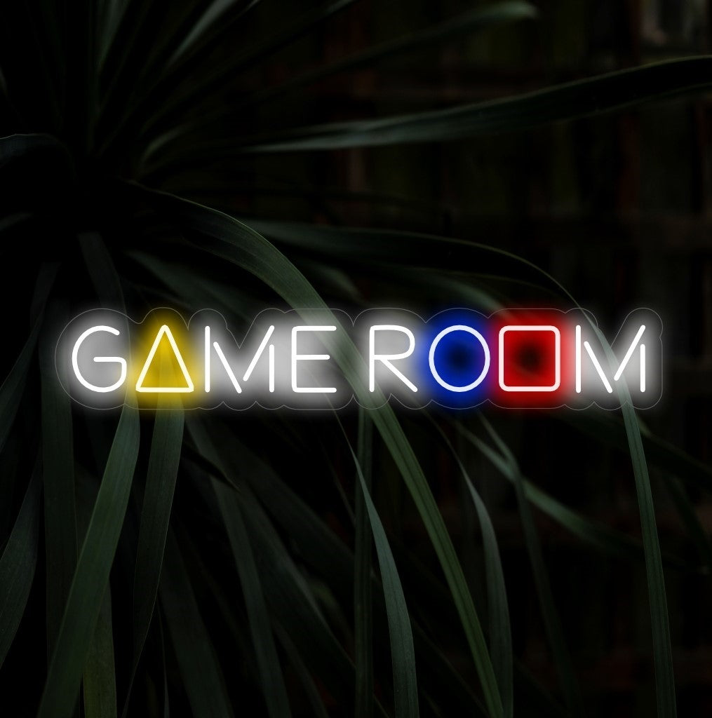 "Game Room Neon Sign" - Valaise hauskaa, olennainen osa pelihuoneita ja viihdetiloja luoden eloisan ilmapiirin pelin ystäville.