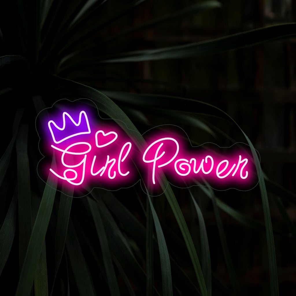 "Girl Power Neon Sign" - valaisee voimalla ja voimaannuttamisella, sopii täydellisesti tiloihin, joissa juhlitaan naisten oikeuksia ja feministisiä ihanteita ja puolustetaan naisten voimaa ja kestävyyttä.