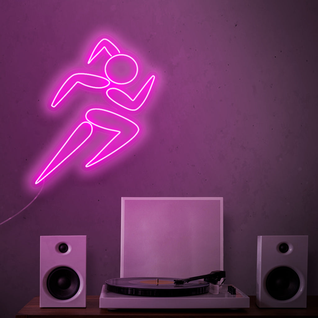 "Girl Running Neon Sign" – vangitsee juoksijan dynaamisen energian, sopii täydellisesti kuntoilutiloihin ja kuntosaleihin, inspiroi aktiiviseen ja terveelliseen elämäntapaan.