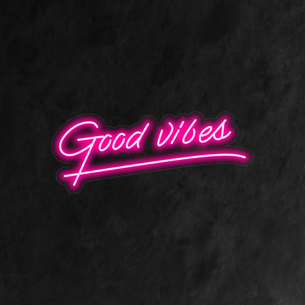"Good Vibes Neon Sign" on positiivinen ja kohottava lisä sisustukseesi. Neonvalo, joka säteilee hyvää fiilistä ja positiivisuutta.