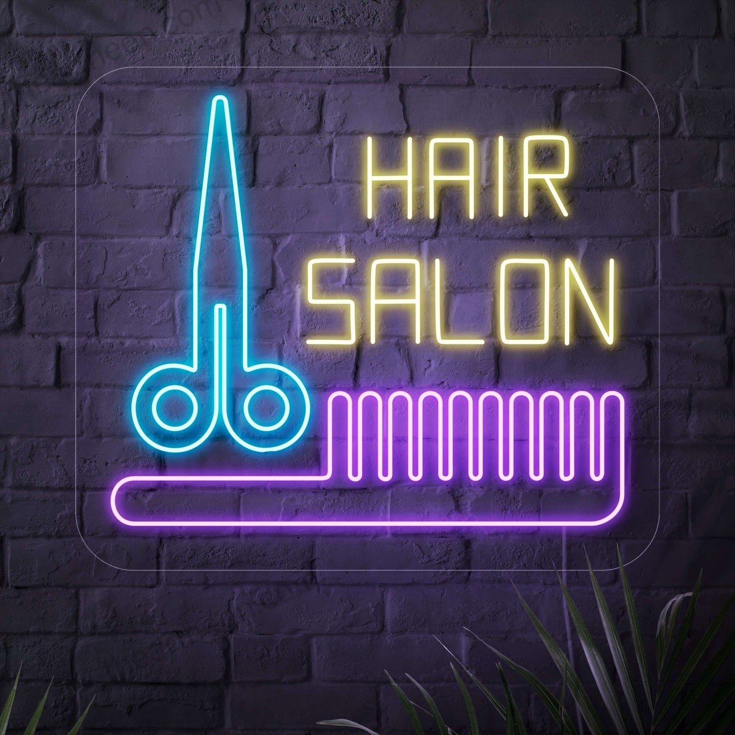 "Hair Salon Neon Sign" - Säteilee tyylikästä ja tyylikästä tunnelmaa, sopii täydellisesti salongiin ja kauneussalonkiin ja luo kutsuvan ilmapiirin trendikkäille ja moderneille kampaamopalveluille.