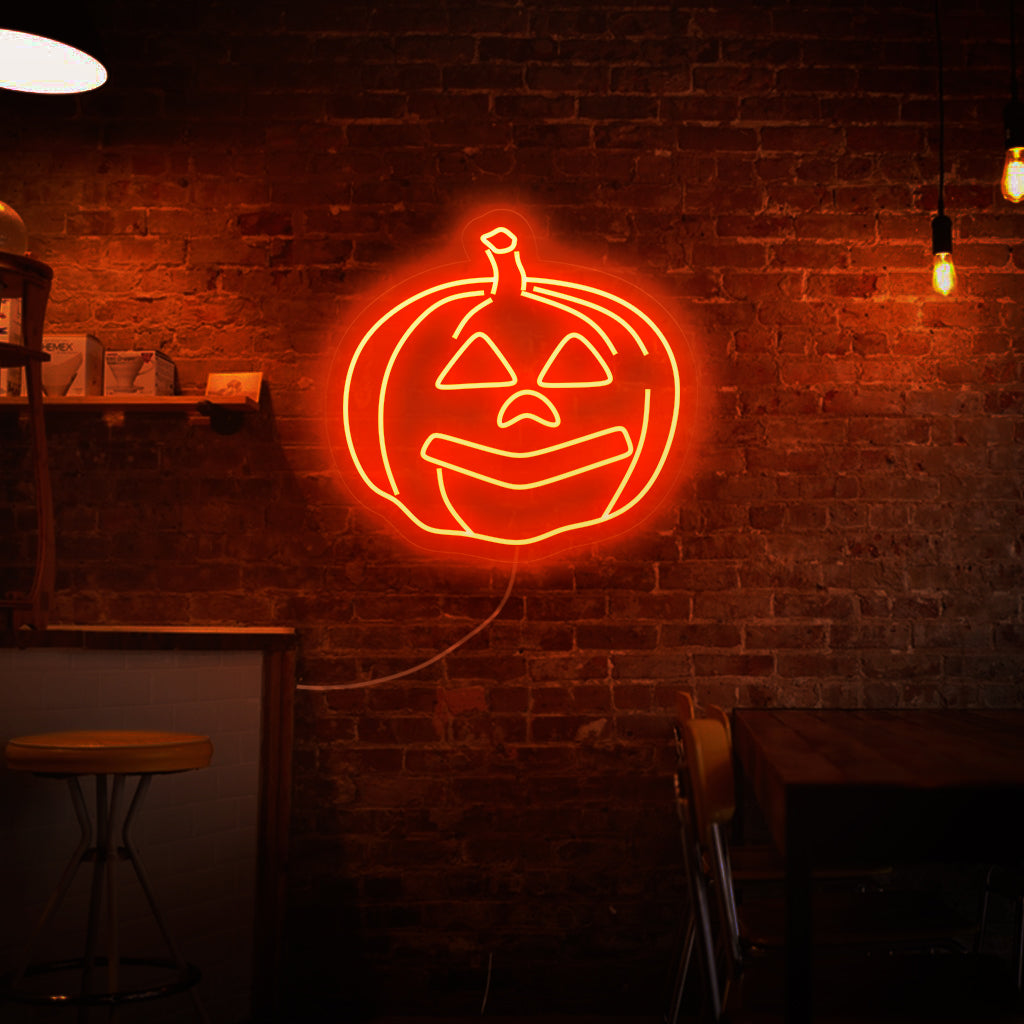 "Halloween Pumpkin Neon Sign" - Herättää klassisen Halloween-symbolin henkiin, täydellinen Halloween-juhliin ja kummitteleviin nähtävyyksiin ja vangitsee kauden ikonisen hengen.