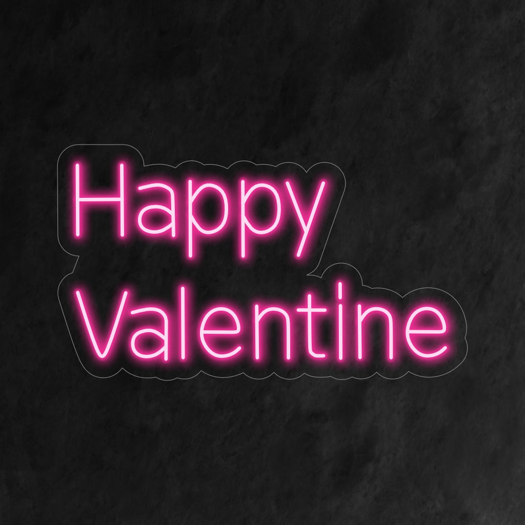 "Happy Valentine Neon Sign" - Rakkautta ja romantiikkaa huokuva, täydellinen ystävänpäiväjuhliin, romanttisiin ympäristöihin tai mihin tahansa tilaan, jossa rakkautta juhlitaan.