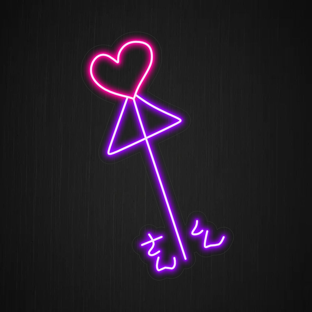 "Heart and Arrow Neon Sign" - Symboloi rakkautta ja kiintymystä, täydellinen tiloihin, joissa juhlitaan rakkaustarinoita, häitä tai romanttista tunnelmaa.