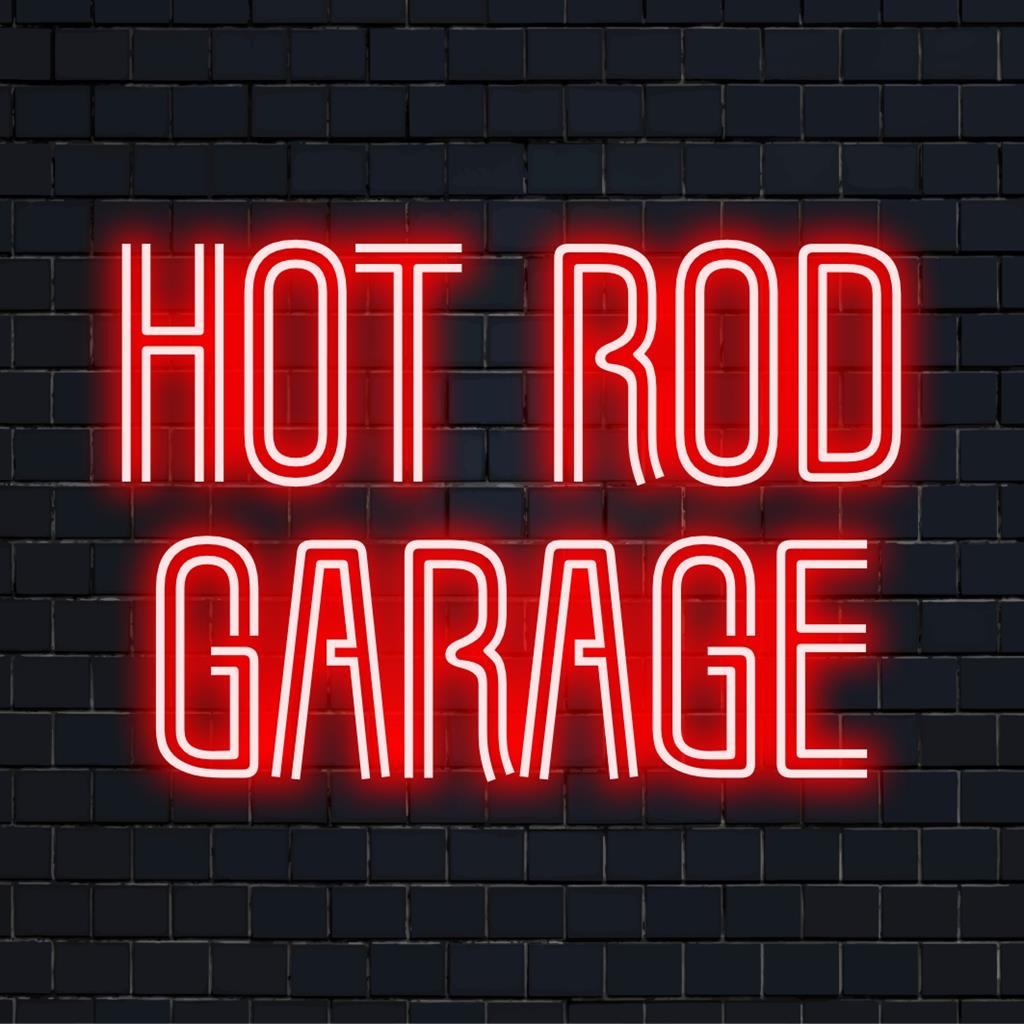 Mukautettu Hot Road Garage LED-valokyltti, jossa on tyylikäs typografia; tyylikäs keskipiste seinällesi, joka korostaa mitä tahansa tilaa eloisalla hehkulla.