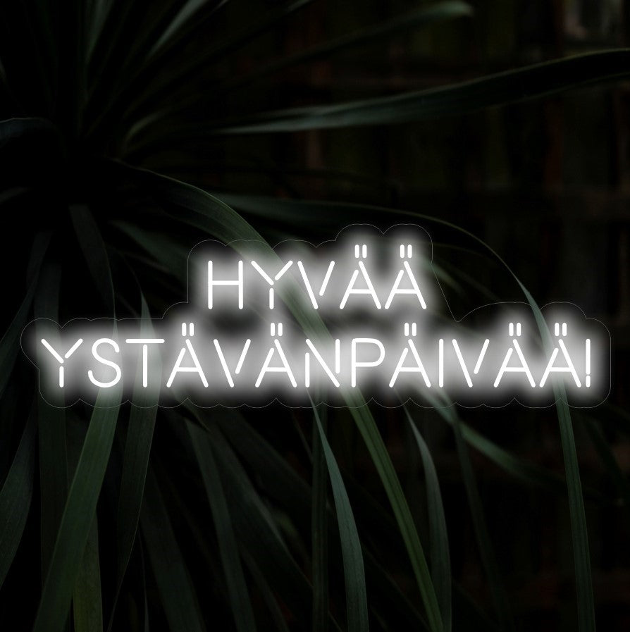 "Hyv���� Yst��v��np��iv����! Neon Sign" - Juhlallinen lisäys ystävänpäivän juhliin, jossa on suomenkielinen lause "Hyv���� Yst��v��np��iv����" romanttiseen ja iloiseen ilmapiiriin luoden juhlallisen tunnelman.