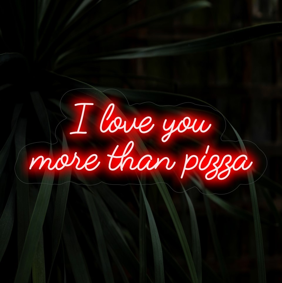 "I Love You More Than Pizza Neon Sign" - Leikkisä ja hellä lisäys, jossa on kevytmielinen rakkauden ilmoitus, joka luo hauskan ja viihdyttävän tunnelman rakkausjuhliin.