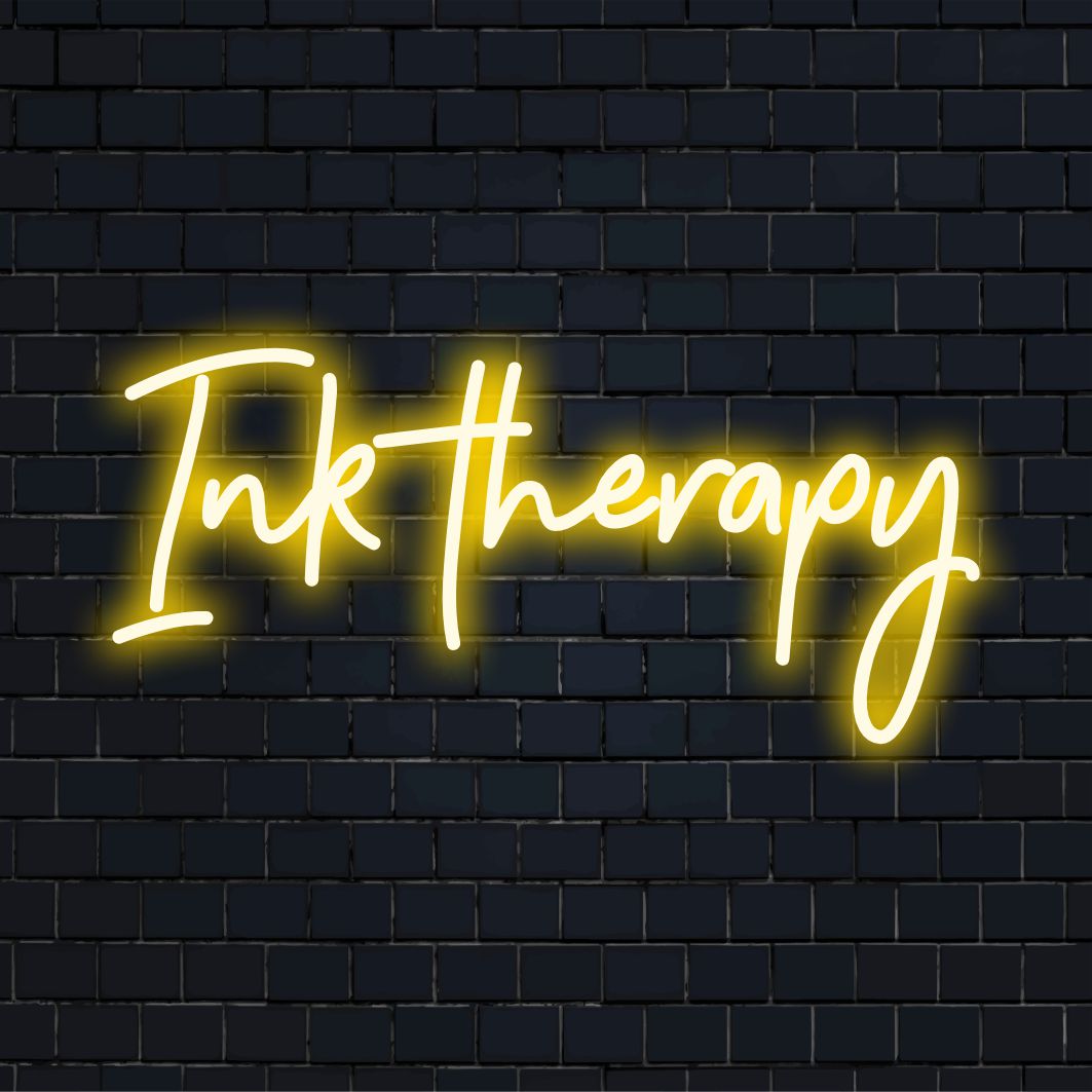 Vibrant Ink Therapy -neonkyltti, täydellinen mihin tahansa tilaan. Mittatilaustyönä valmistettu LED-neonvalo, joka huokuu luovuutta ja ainutlaatuista taiteellisuutta.