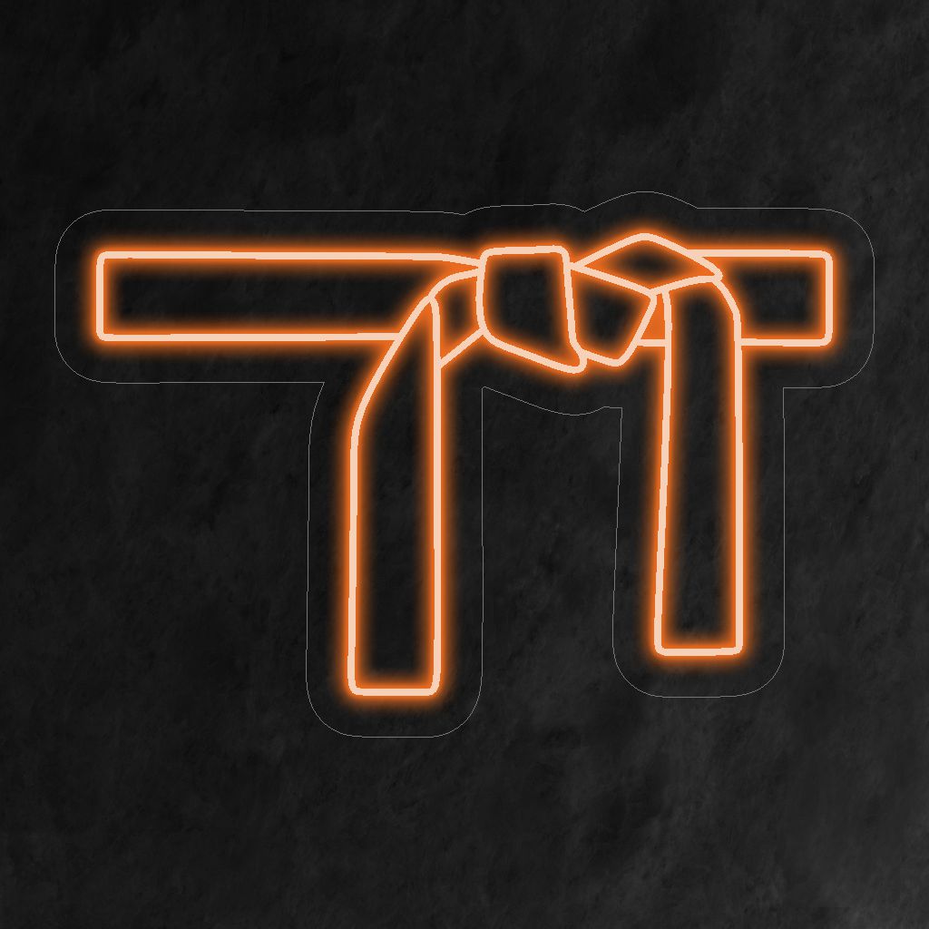 "Karate Belt Neon Sign" - Valaise kamppailulajien studiotasi tällä elävällä neonkyltillä, jossa on rohkea karatevyö. Innosta kurinalaisuutta ja voimaa harjoitustilassasi.