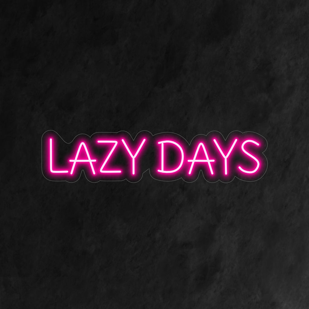 "Lazy Days Neon Sign" tuo rentoa ja huoletonta tunnelmaa tilaan. Riippumatolla varustettu neonvalo, joka on täydellinen luomaan viileän tunnelman.