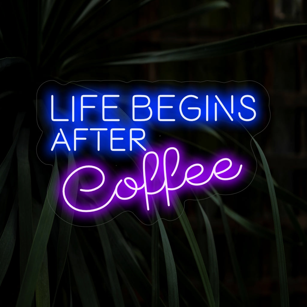 "Life Begins After Coffee Neon Sign" - Täydellinen lisä viihtyisään kahvinurkkaukseen, säteilee lämmintä ja kutsuvaa tunnelmaa. Neonvalo kunnianosoitus ilolle, joka alkaa jokaisesta kahvin kulauksesta.