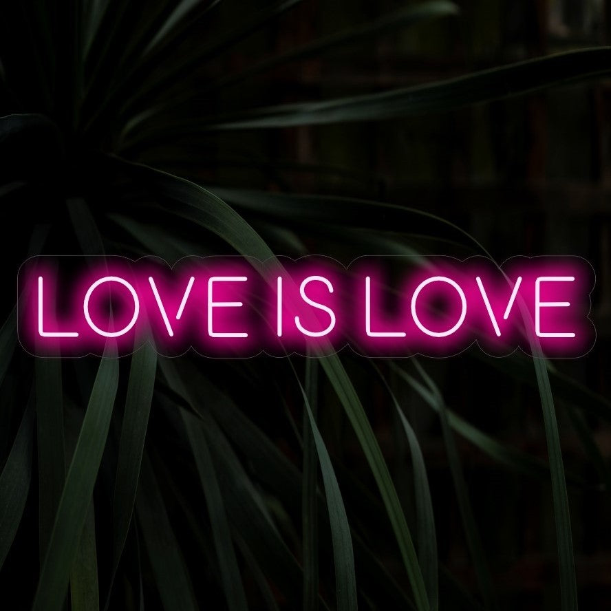 "Love Is Love Neon Sign" on sydäntä lämmittävä ja kattava lisäys tiloihin, joissa juhlitaan rakkauden monimuotoisuutta. Valaise hyväksynnällä ja positiivisuudella!