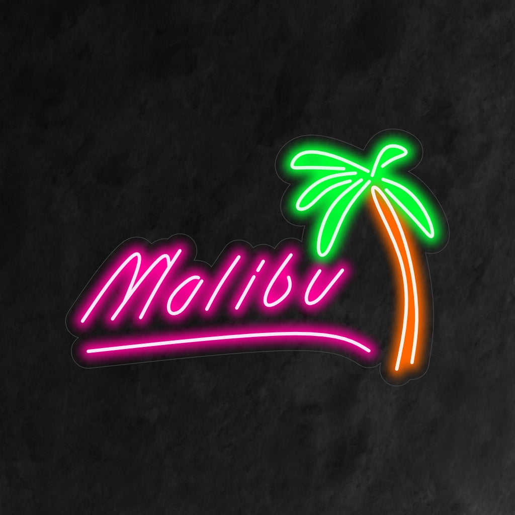"Malibu Neon Sign" on rantamainen ja rento lisä sisustukseesi. Neonvalo, joka vangitsee Malibun aurinkoisen ja huolettoman tunnelman.
