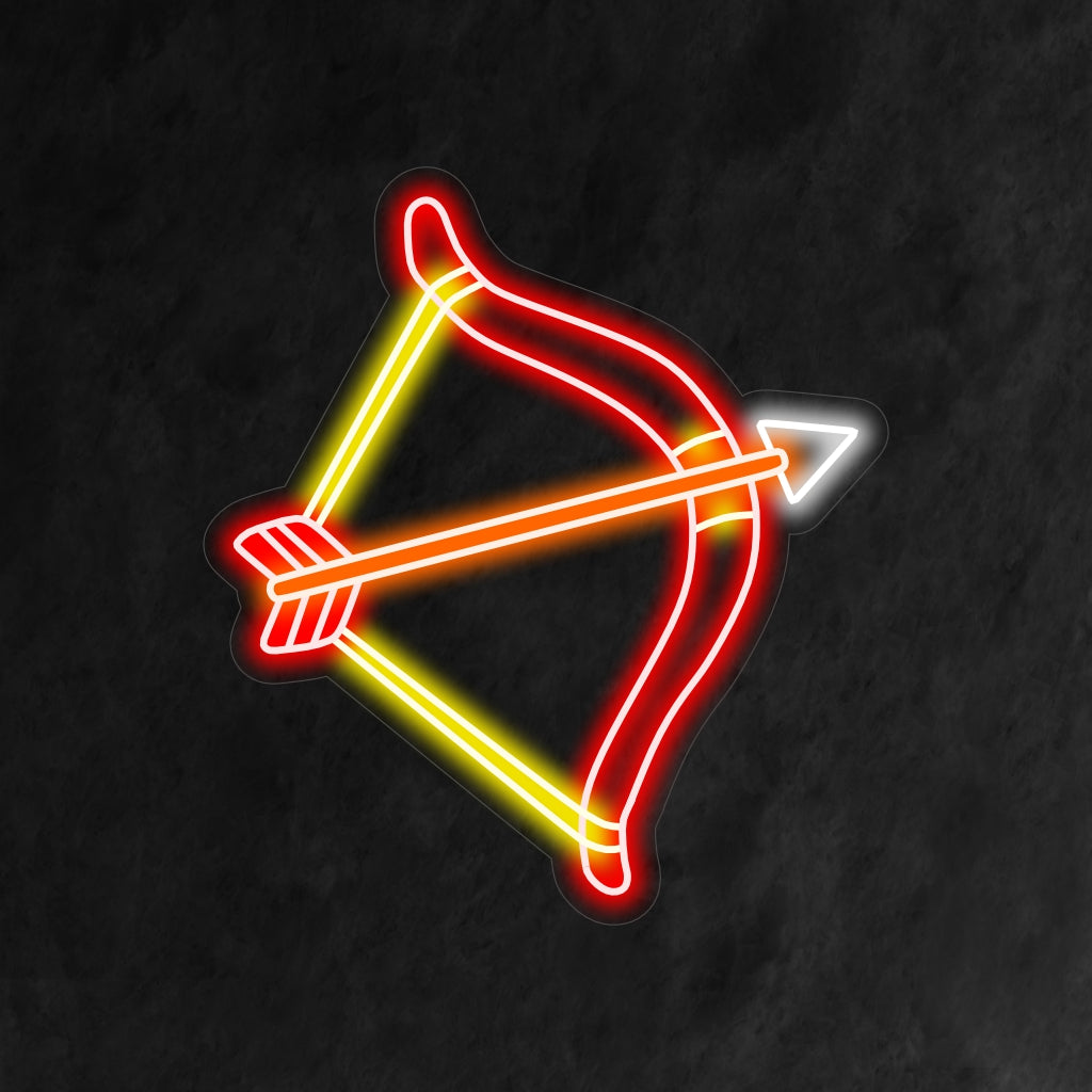 "Native American Bow and Arrow Neon Sign" on kulttuurinen ja symbolinen lisä sisustukseen. Neonvalo, joka kunnioittaa intiaaniperintöä jousella ja nuolella.