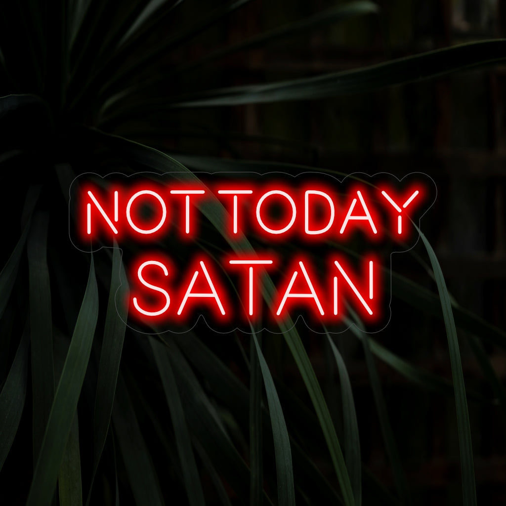 "Not Today Satan Neon Sign" on nerokas ja humoristinen lisäys, joka sopii täydellisesti tiloihin, joissa on leikkisä ja kevyt tunnelma. Valaise ripauksella röyhkeää charmia!