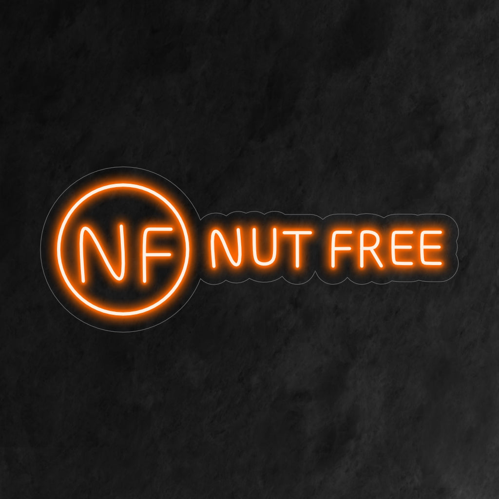 "Nut Free Neon Sign" on selkeä ja välttämätön lisä allergiatietoisuutta edistäviin tiloihin. Valaise sitoutumalla turvallisuuteen ja osallisuuteen!