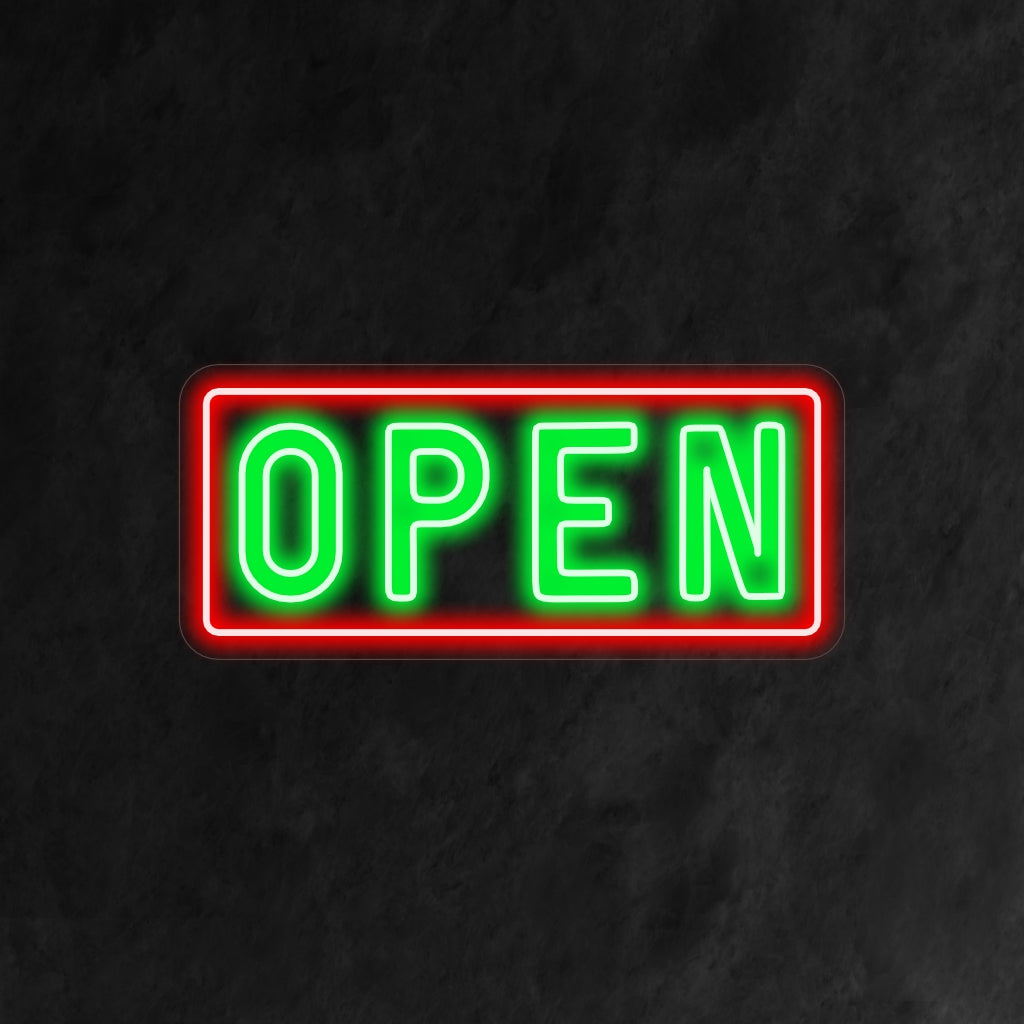 "Open Neon Sign" on suoraviivainen ja ajaton lisäys, joka sopii täydellisesti tiloihin, jotka haluavat kertoa saatavuudestaan. Valaise selkeällä ja kutsuvalla hehkulla!