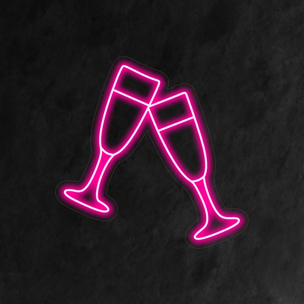 "Pair of Champagne Glasses Neon Sign" on tyylikäs ja juhlava lisäys, joka sopii täydellisesti tiloihin, jotka tuovat mieleen paahtoleipien ja erikoistilaisuuksien tunnelman. Valaise ripauksella hienostuneisuutta ja iloa!