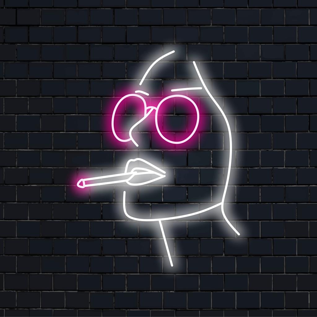 Pretty Girl Smoking Cigarette LED-kyltti: räätälöity neontaide ainutlaatuiseen seinäkoristeeseen, vangitsee eleganssia ja reunaa elävässä hehkussa.
