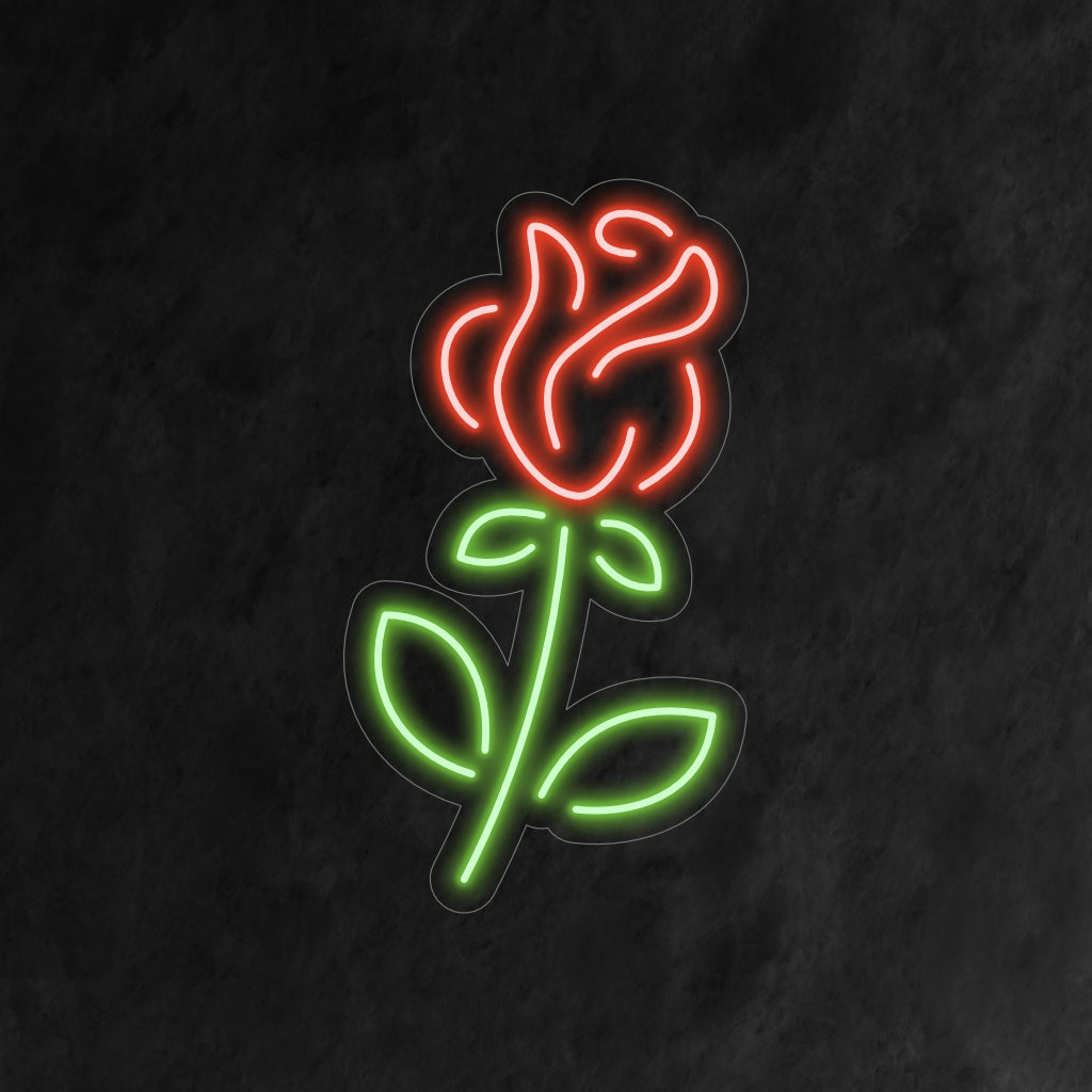 "Rose Neon Sign" säteilee romantiikkaa herkällä siluettillaan ja lisää ajatonta ja lumoavaa sisustukseen."