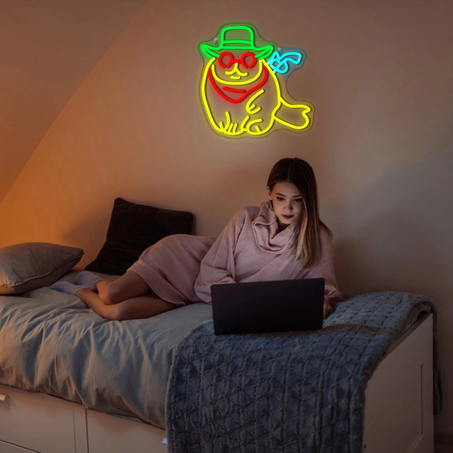 Cowboy Kissa 5V USB LED Neon Kyltti - Budjettiystävällinen