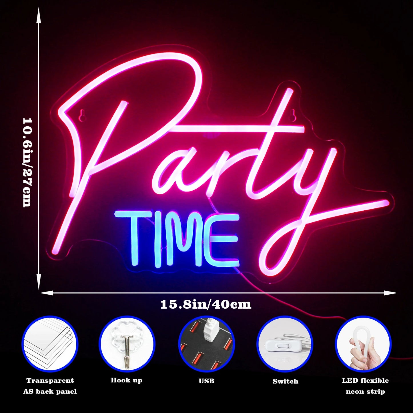 Party Time 5V USB LED Neon Kyltti - Edullinen