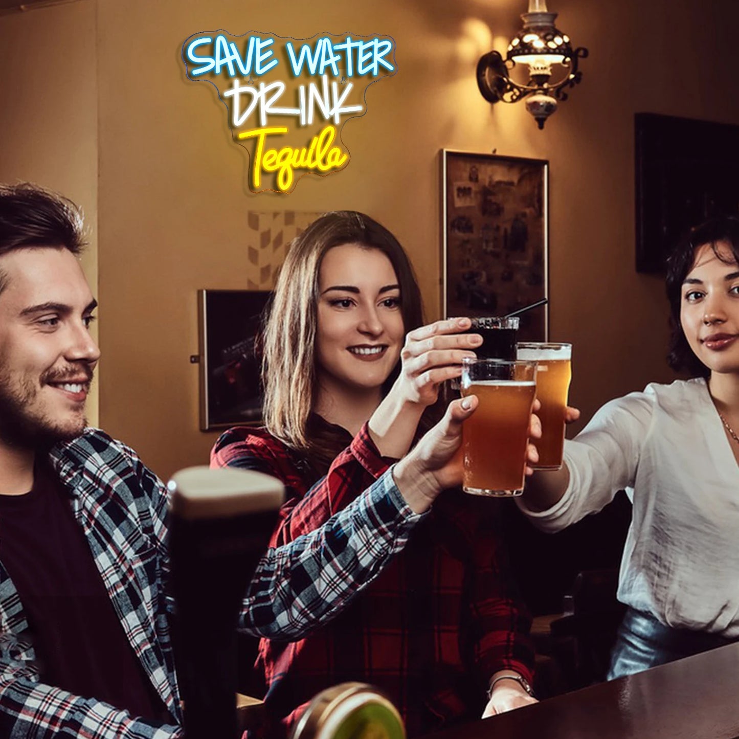 Säästä Vettä Juo Tequilaa 5V USB LED Neonvalokyltti - Edullinen