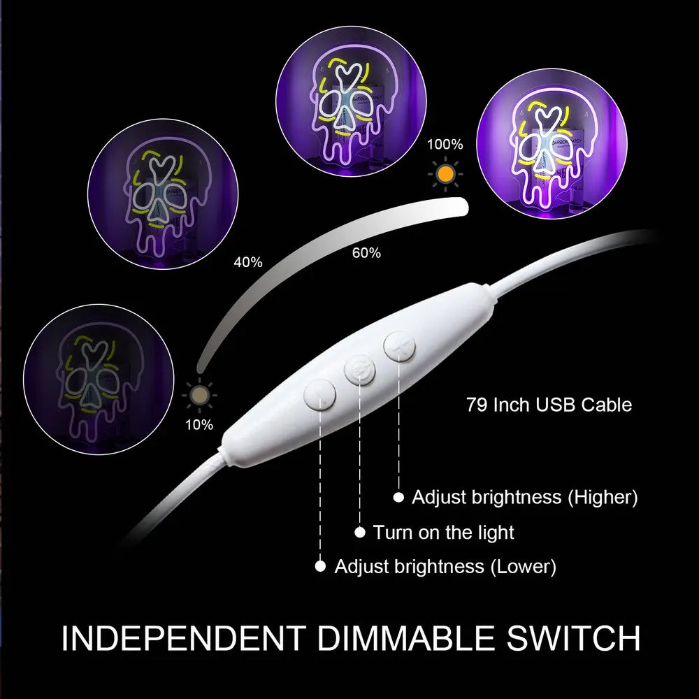 Violetti Luuranko 5V USB LED Valokyltti - Budjettiystävällinen