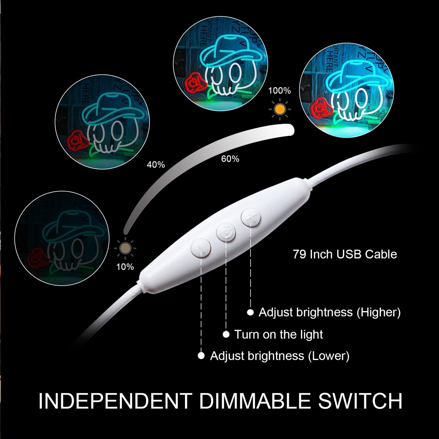 Cowboy Kallo Ruusu 5V USB Led Valokyltti - Edullinen