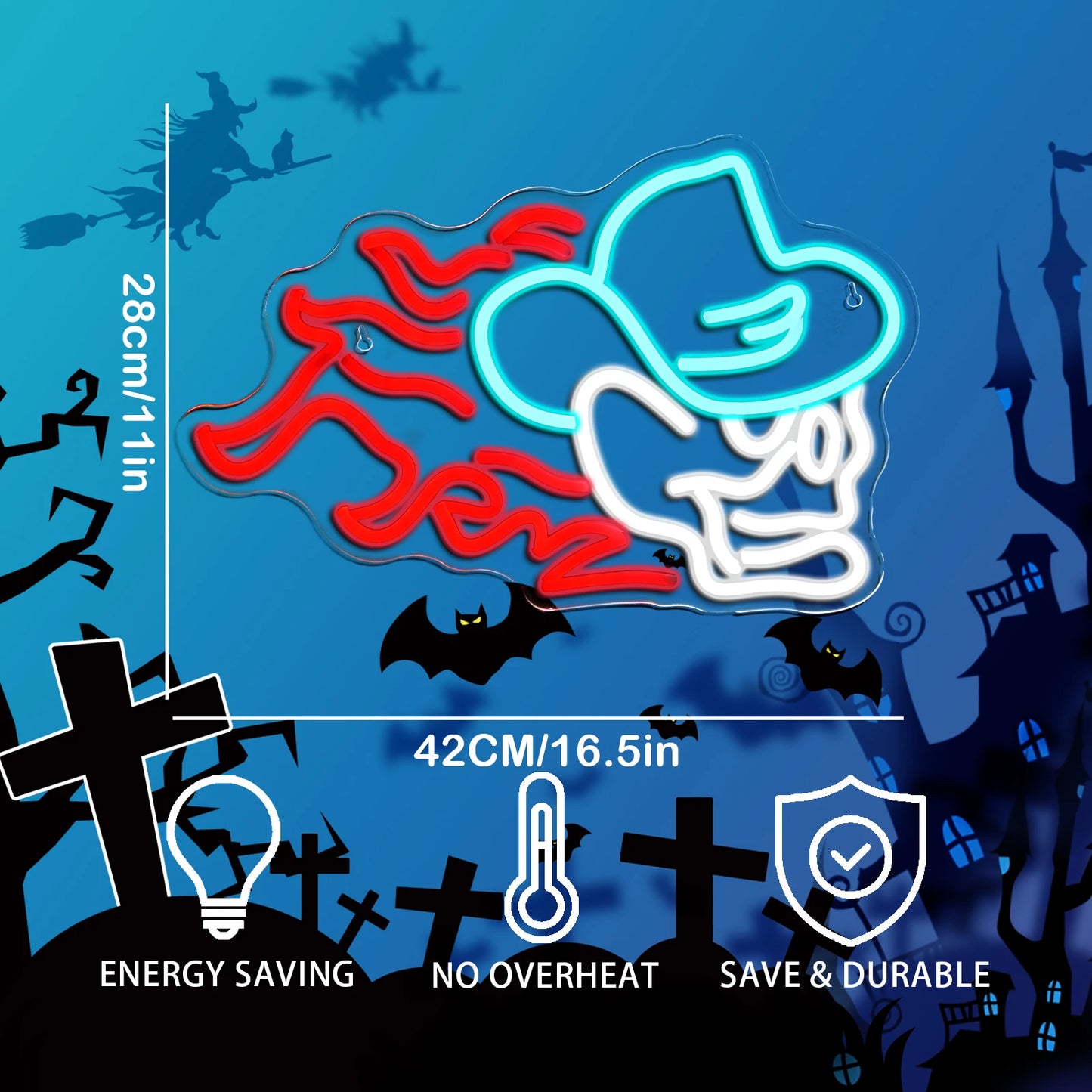 Cowboy-hattu Tulikallo 5V USB LED Neon Kyltti - Budjettiystävällinen