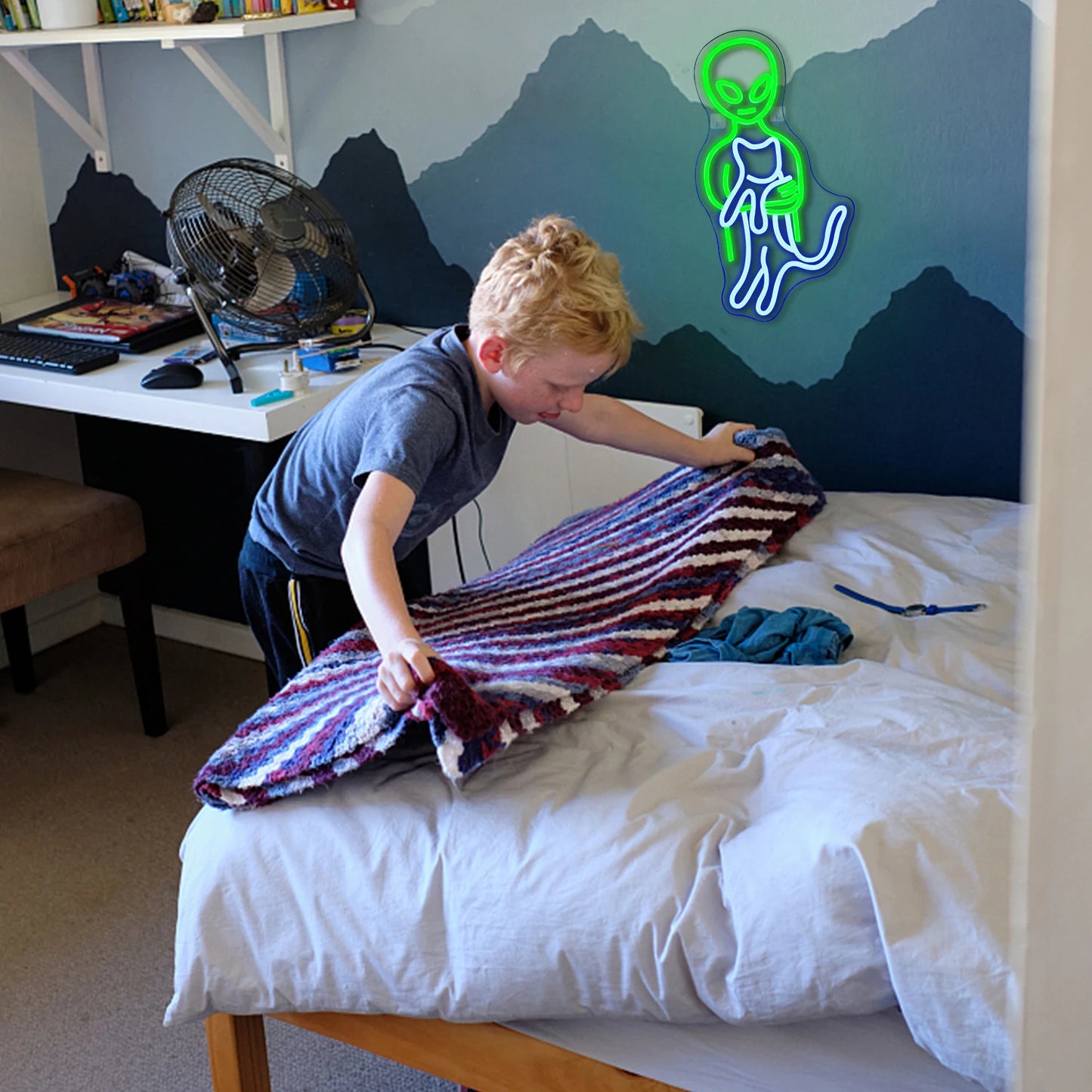 Vihreä Alien 5V USB LED Valokyltti - Budjettiystävällinen